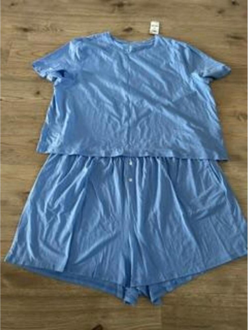 Stars Above Women Plus Size 3X Pajama Set Blue Short Sleeve Tee Shorts 2 Piece